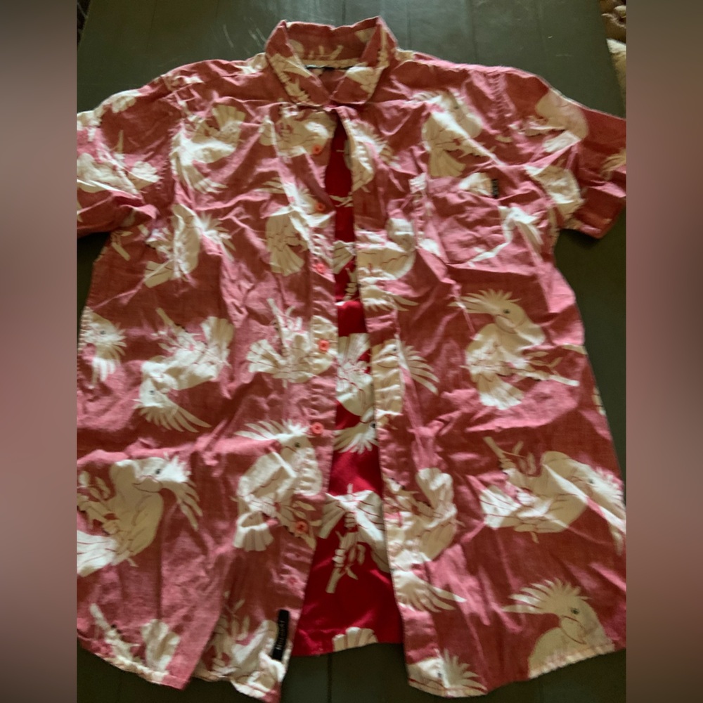 Tropical Red Men's Button Down Shirt